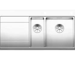 Spüle Blanco DIVON II 6 S-IF 1000 x 510 mm edelstahl seidenglanz 521662 1 Spülbecken Mit Tropffläche Becken rechts Mit Restebecken Flächenbündige Optik