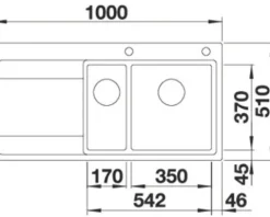 Spüle Blanco DIVON II 6 S-IF 1000 x 510 mm edelstahl seidenglanz 521662 1 Spülbecken Mit Tropffläche Becken rechts Mit Restebecken Flächenbündige Optik