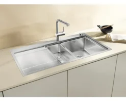 Spüle Blanco DIVON II 6 S-IF 1000 x 510 mm edelstahl seidenglanz 521662 1 Spülbecken Mit Tropffläche Becken rechts Mit Restebecken Flächenbündige Optik