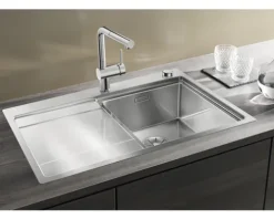 Spüle Blanco DIVON II 45 S-IF 860 x 510 mm edelstahl seidenglanz 521657 1 Spülbecken Mit Tropffläche Becken links Flächenbündige Optik