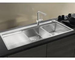 Spüle Blanco DIVON II 8 S-IF 1160 x 510 mm edelstahl seidenglanz 521665 2 Spülbecken Mit Tropffläche Becken rechts Flächenbündige Optik