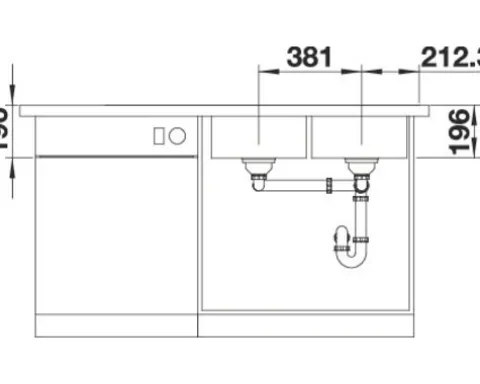 Spüle Blanco DIVON II 8 S-IF 1160 x 510 mm edelstahl seidenglanz 521665 2 Spülbecken Mit Tropffläche Becken rechts Flächenbündige Optik