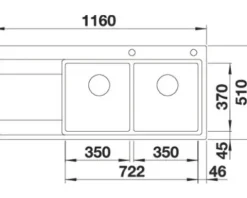 Spüle Blanco DIVON II 8 S-IF 1160 x 510 mm edelstahl seidenglanz 521665 2 Spülbecken Mit Tropffläche Becken rechts Flächenbündige Optik