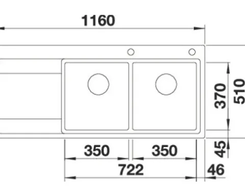 Spüle Blanco DIVON II 8 S-IF 1160 x 510 mm edelstahl seidenglanz 521665 2 Spülbecken Mit Tropffläche Becken rechts Flächenbündige Optik