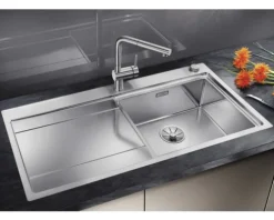 Spüle Blanco DIVON II 5 S-IF 1000 x 510 mm edelstahl seidenglanz 521659 1 Spülbecken Mit Tropffläche Becken links Flächenbündige Optik