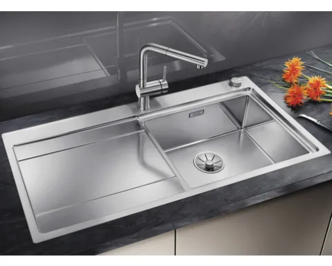 Spüle Blanco DIVON II 5 S-IF 1000 x 510 mm edelstahl seidenglanz 521659 1 Spülbecken Mit Tropffläche Becken links Flächenbündige Optik