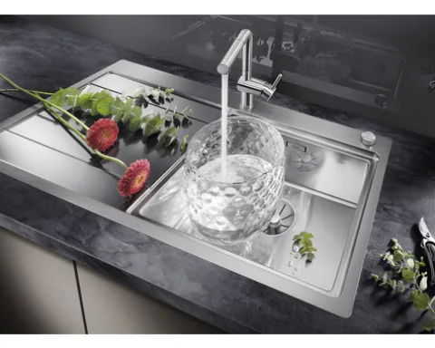 Spüle Blanco DIVON II 5 S-IF 1000 x 510 mm edelstahl seidenglanz 521659 1 Spülbecken Mit Tropffläche Becken links Flächenbündige Optik