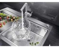 Spüle Blanco DIVON II 5 S-IF 1000 x 510 mm edelstahl seidenglanz 521659 1 Spülbecken Mit Tropffläche Becken links Flächenbündige Optik