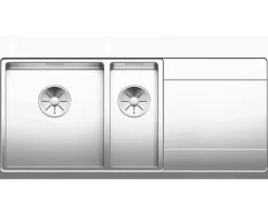 Spüle Blanco DIVON II 6 S-IF 1000 x 510 mm edelstahl seidenglanz 521661 1 Spülbecken Mit Tropffläche Becken links Mit Restebecken Flächenbündige Optik