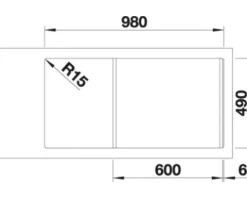 Spüle Blanco DIVON II 6 S-IF 1000 x 510 mm edelstahl seidenglanz 521661 1 Spülbecken Mit Tropffläche Becken links Mit Restebecken Flächenbündige Optik