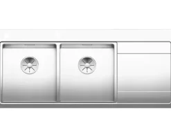 Spüle Blanco DIVON II 8 S-IF 1160 x 510 mm edelstahl seidenglanz 521664 2 Spülbecken Mit Tropffläche Becken links Flächenbündige Optik