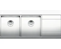 Spüle Blanco DIVON II 8 S-IF 1160 x 510 mm edelstahl seidenglanz 521664 2 Spülbecken Mit Tropffläche Becken links Flächenbündige Optik