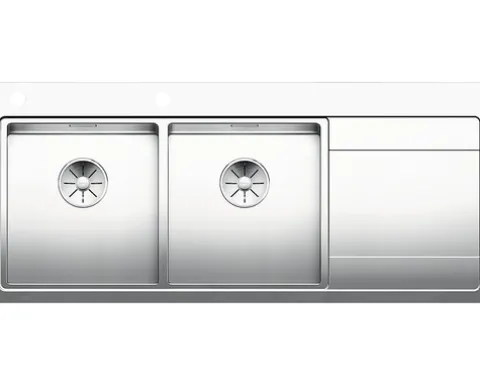 Spüle Blanco DIVON II 8 S-IF 1160 x 510 mm edelstahl seidenglanz 521664 2 Spülbecken Mit Tropffläche Becken links Flächenbündige Optik