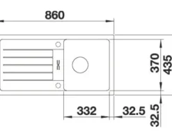 Spüle Blanco FAVUM 45 S 860 x 435 mm softweiß 527083