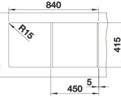 Spüle Blanco FAVUM 45 S 860 x 435 mm softweiß 527083