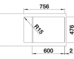 Spüle Blanco LANTOS II 6 S-IF 780 x 500 mm edelstahl 523140
