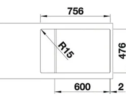 Spüle Blanco LANTOS II 6 S-IF 780 x 500 mm edelstahl 523140