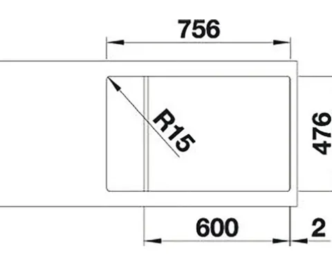 Spüle Blanco LANTOS II 6 S-IF 780 x 500 mm edelstahl 523140