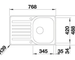 Spüle Blanco LANTOS 45 S-IF Compact 768 x 488 mm edelstahl bürstfinish 519059