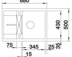 Spüle Blanco METRA 45 S Compact 680 x 500 mm softweiß 527102