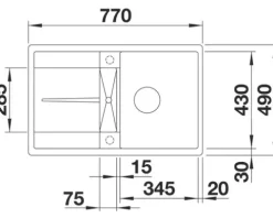 Spüle Blanco METRA 45 S-F 770 x 490 mm anthrazit 519081