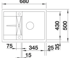 Spüle Blanco METRA 45 S 680 x 500 mm anthrazit 519572