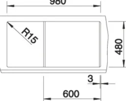 Spüle Blanco METRA 6 S 1000 x 500 mm softweiß 527116