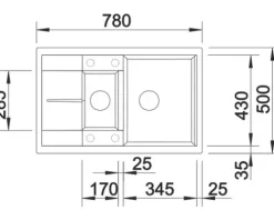 Spüle Blanco METRA 6 S 780 x 500 mm tartufo 517353
