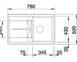 Spüle Blanco METRA 45 S 780 x 500 mm weiß 513028