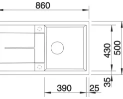 Spüle Blanco METRA 5 S 860 x 500 mm weiß 513037