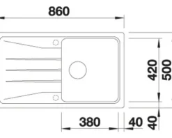 Spüle Blanco SONA 5 S 860 x 500 mm weiß 519674