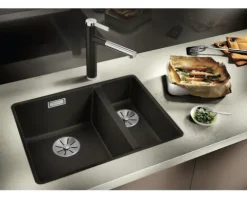 Spüle Blanco SUBLINE 340/160-F 552 x 427 mm schwarz 525984 2 Spülbecken Becken links Flächenbündig Ohne Tropffläche