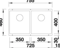 Spüle Blanco SUBLINE 350/350-U 755 x 460 mm anthrazit 523574