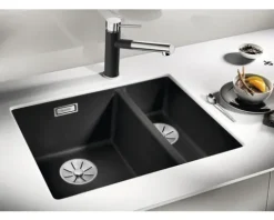 Spüle Blanco SUBLINE 340/160-U 555 x 460 mm anthrazit 523548 1 Spülbecken Ohne Tropffläche Mit Restebecken Becken links