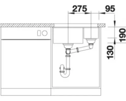 Spüle Blanco SUBLINE 340/160-U 555 x 460 mm anthrazit 523548 1 Spülbecken Ohne Tropffläche Mit Restebecken Becken links