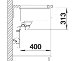 Spüle Blanco SUBLINE 340/160-U 555 x 460 mm anthrazit 523558 1 Spülbecken Ohne Tropffläche Mit Restebecken Becken rechts