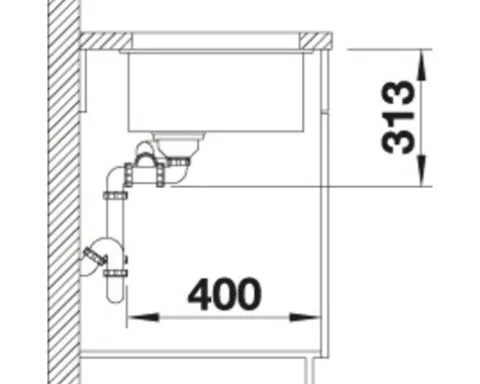 Spüle Blanco SUBLINE 340/160-U 555 x 460 mm anthrazit 523558 1 Spülbecken Ohne Tropffläche Mit Restebecken Becken rechts