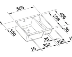 Spüle Blanco SUBLINE 350/150-U 567 x 456 mm magnolia glänzend 523742 1 Spülbecken Mit Restebecken Ohne Tropffläche Becken links