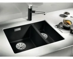 Spüle Blanco SUBLINE 340/160-U 555 x 460 mm schwarz 525985 2 Spülbecken Becken links Ohne Tropffläche