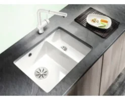 Spüle Blanco SUBLINE 350/150-U 567 x 456 mm schwarz 523747 1 Spülbecken Mit Restebecken Ohne Tropffläche Becken links