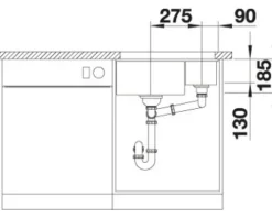 Spüle Blanco SUBLINE 350/150-U 567 x 456 mm weiß 523741 1 Spülbecken Mit Restebecken Ohne Tropffläche Becken links