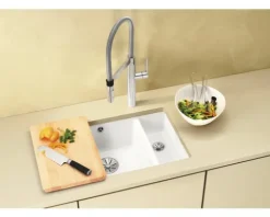 Spüle Blanco SUBLINE 350/150-U 567 x 456 mm weiß 523741 1 Spülbecken Mit Restebecken Ohne Tropffläche Becken links