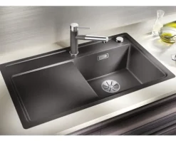 Spüle Blanco ZENAR 45 S-F 848 x 498 mm vulkangrau 527362 1 Spülbecken Flächenbündig Flächenbündige Optik Mit Tropffläche Becken links