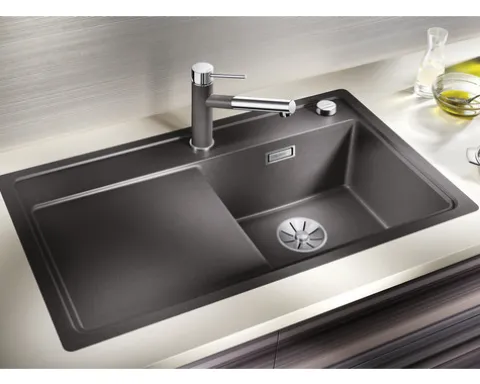 Spüle Blanco ZENAR 45 S-F 848 x 498 mm vulkangrau 527362 1 Spülbecken Flächenbündig Flächenbündige Optik Mit Tropffläche Becken links