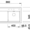 Spüle Blanco ZENAR 45 S 860 x 510 mm softweiß 527176 1 Spülbecken Mit Tropffläche Becken links