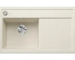 Spüle Blanco ZENAR 45 S 860 x 510 mm softweiß 527176 1 Spülbecken Mit Tropffläche Becken links