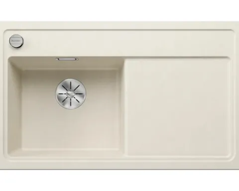 Spüle Blanco ZENAR 45 S 860 x 510 mm softweiß 527176 1 Spülbecken Mit Tropffläche Becken links