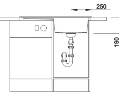 Spüle Blanco ZENAR 45 S 860 x 510 mm softweiß 527178 1 Spülbecken Mit Tropffläche Becken rechts
