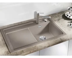 Spüle Blanco ZENAR 45 S 860 x 510 mm softweiß 527178 1 Spülbecken Mit Tropffläche Becken rechts