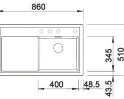 Spüle Blanco ZENAR 45 S 860 x 510 mm vulkangrau 527361 1 Spülbecken Mit Tropffläche Becken rechts